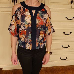 Off Shoulder Office Floral Blouse